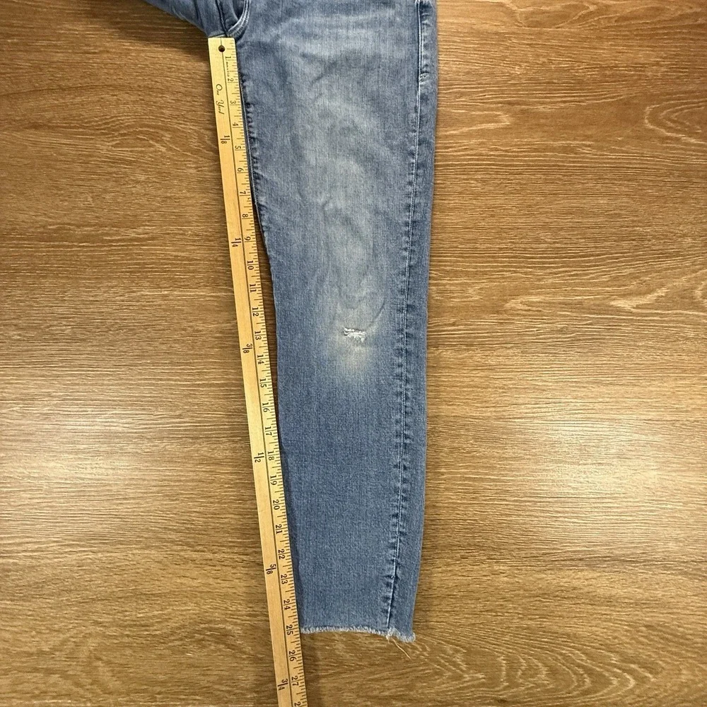 FRAME Le Garcon Women's 28 Blue Crop Skinny Jeans Raw Hem Stretch Denim Designer